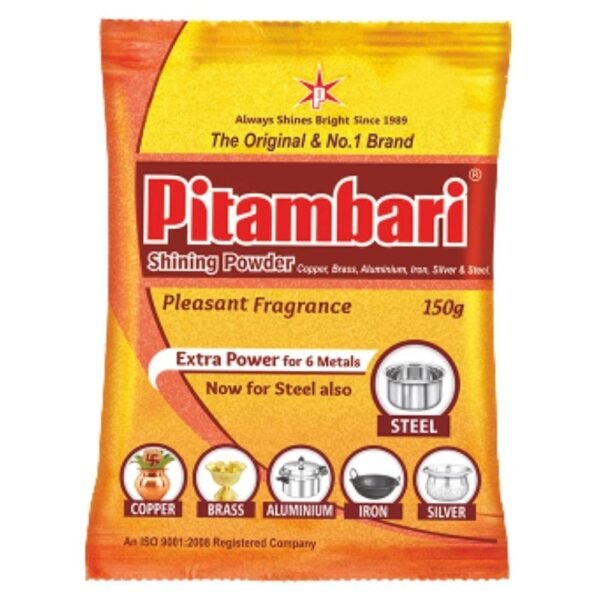 Pitambari Shining Powder for 6 metals - 150g| For 6 metals- Copper, Brass, Silver, Aluminum, Steel, Iron