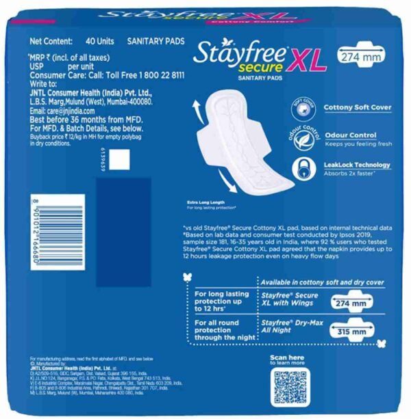 Stayfree Secure size XL 40 pads - Image 2