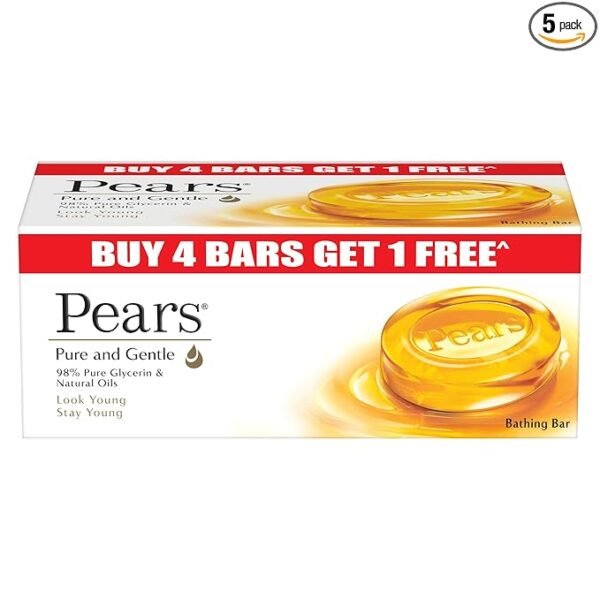 Pears Pure & Gentle Soap Bar - With Glycerin for Soft, Glowing Skin & Body, Paraben-Free Body Soaps For Bath